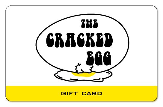 the cracked egg logo on a white card